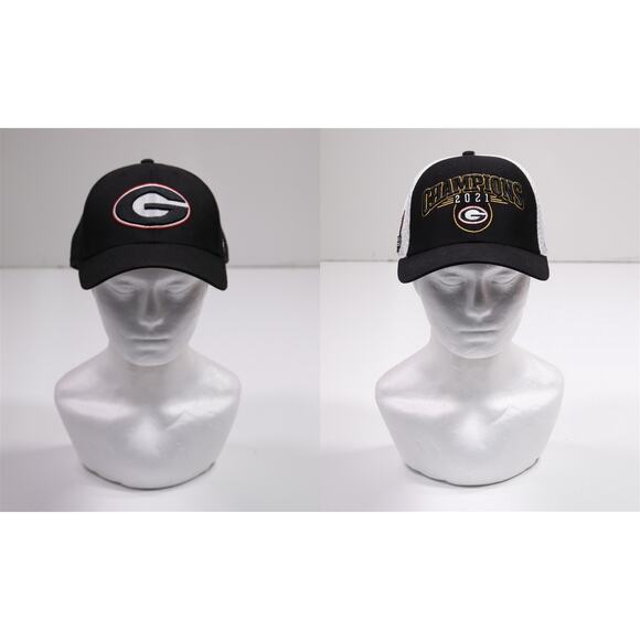 Georgia Bulldogs Lot of 2 Black Adjustable Hats Caps '47 - Picture 1 of 16